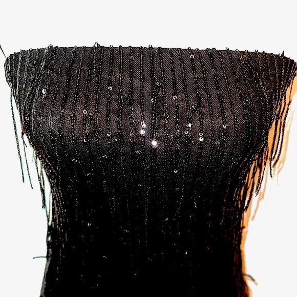 Wild Fable NWT Black Strapless Dress with Sequin Tassels Size Small - Picture 2 of 4